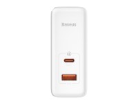 Carregador de parede Baseus GaN5 Pro PD 100W 1x USB-C 1x USB branco+ USB-C - USB-C Carregador de parede Baseus GaN5 Pro PD 100W 1x USB-C 1x USB branco+ USB-C - USB-C