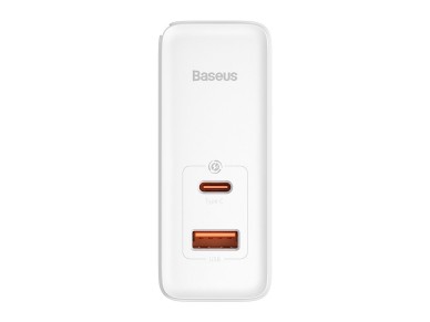 Cargador de pared Baseus GaN5 Pro PD 100W 1x USB-C 1x USB blanco + USB-C - USB-C