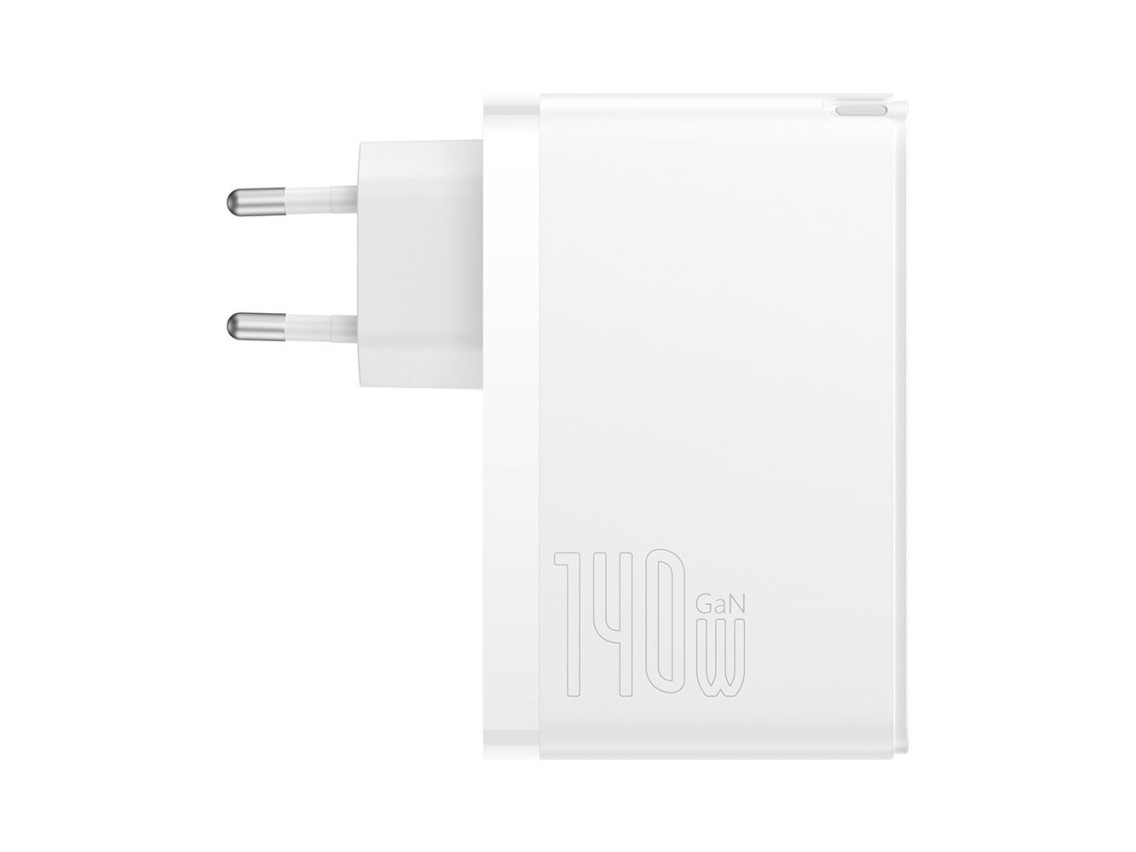 Cargador de pared Baseus GaN5 Pro PD 140W 2x USB-C 1x USB blanco + cable USB-C - USB-C 240W