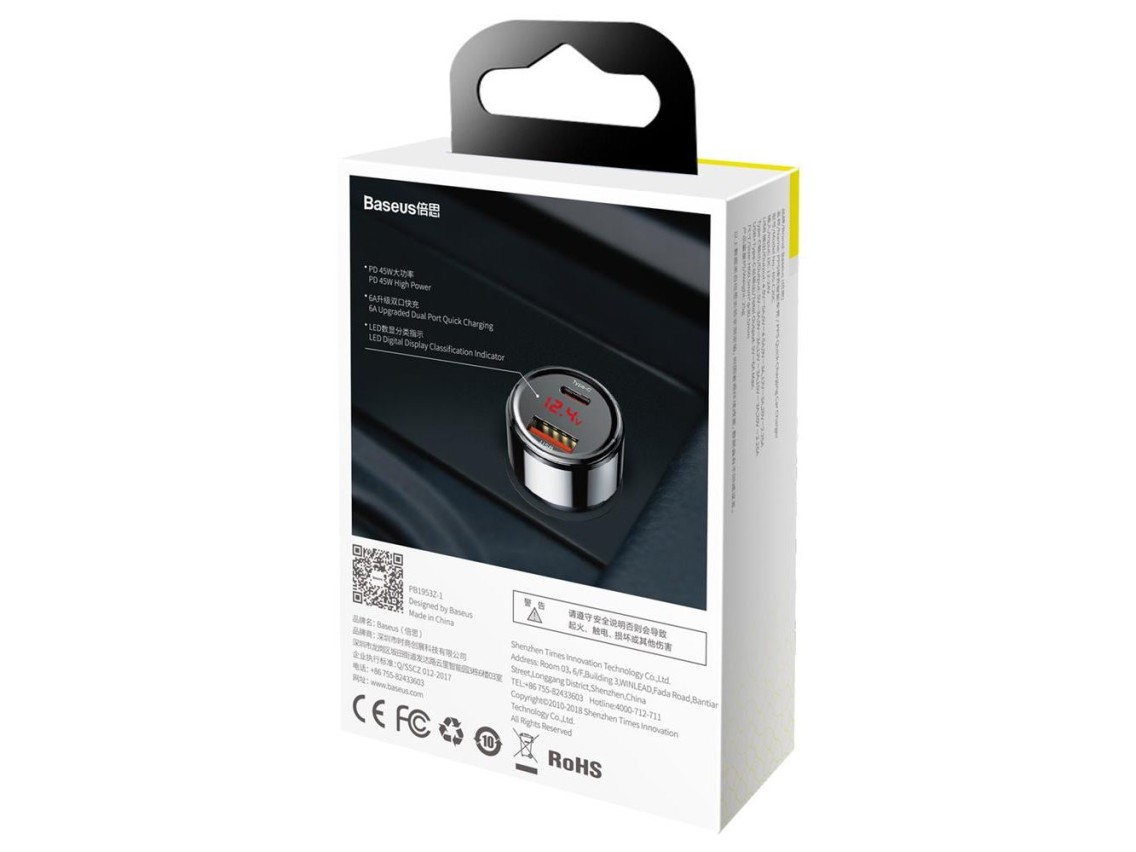 Cargador de coche Baseus Magic PPS QC 4.0+ USB + PD negro 45W