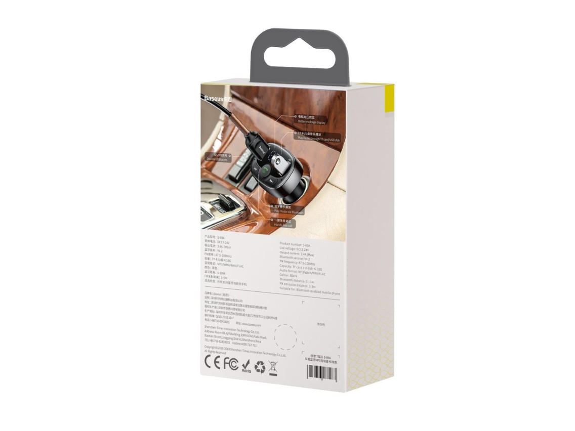 Baseus transmiter FM T Shaped S-09A Bluetooth MP3 black