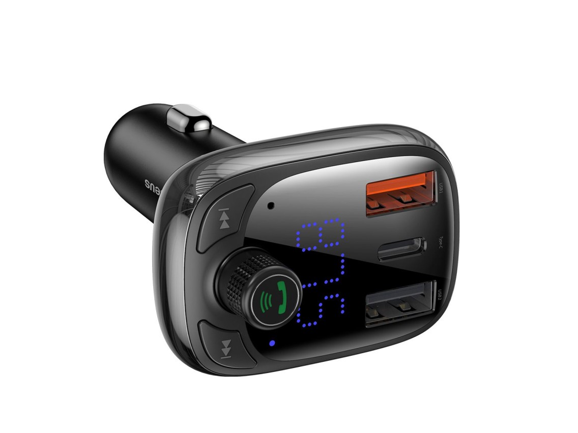 Transmissor FM Baseus em formato de T S-13 Bluetooth MP3 carregador de carro preto