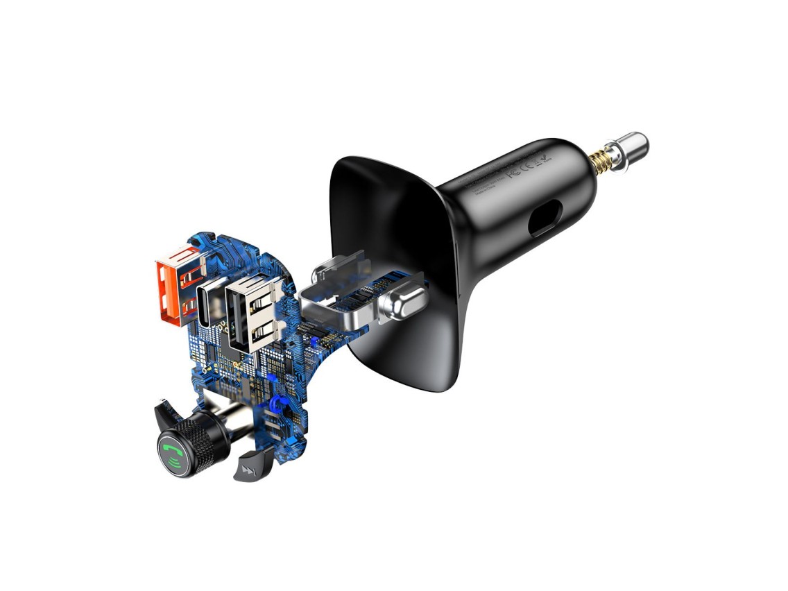 Transmissor FM Baseus em formato de T S-13 Bluetooth MP3 carregador de carro preto