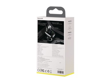 Transmissor FM Baseus em formato de T S-13 Bluetooth MP3 carregador de carro preto