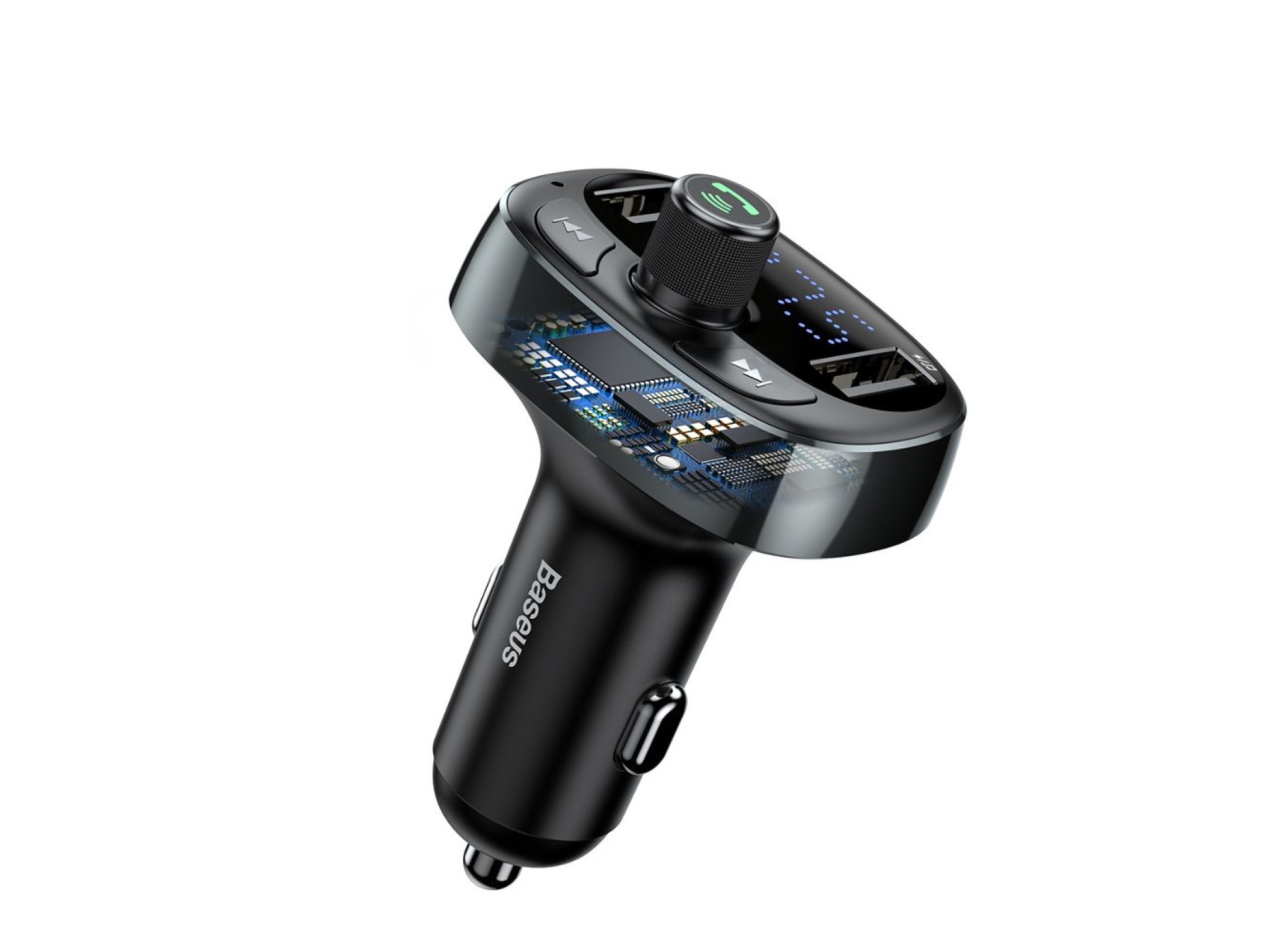 Transmissor FM Baseus em formato de T S-09 Bluetooth MP3 carregador de carro preto