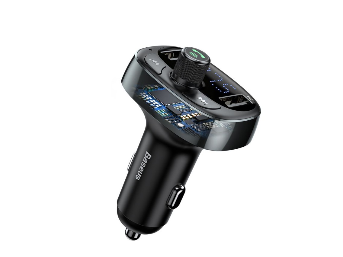 Transmissor FM Baseus em formato de T S-09 Bluetooth MP3 carregador de carro preto