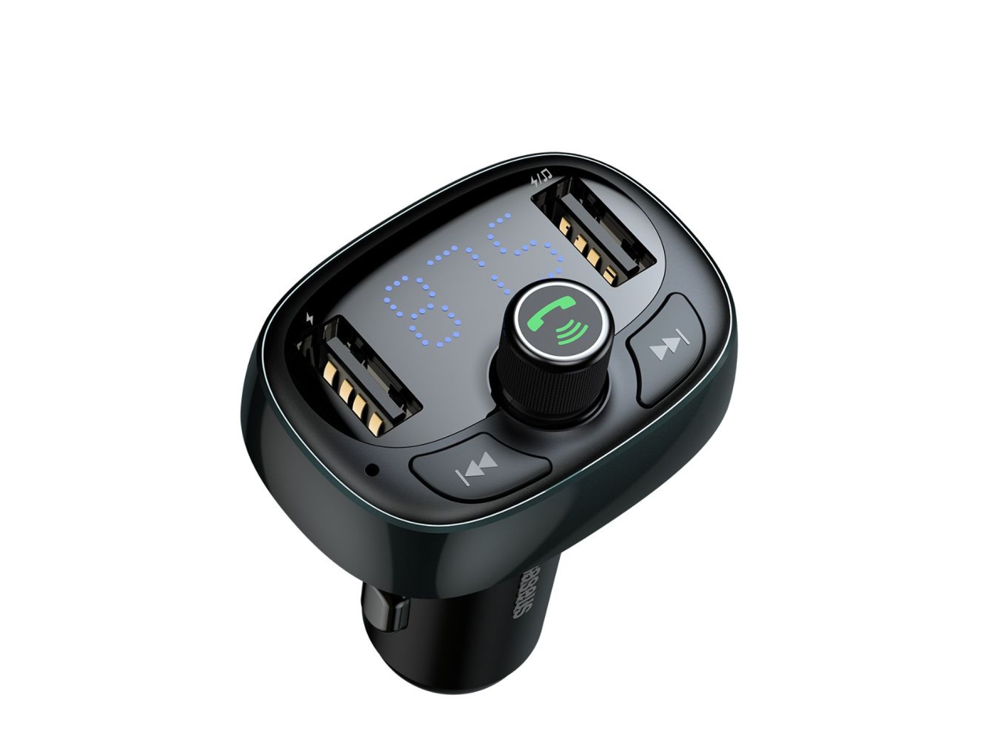 Transmissor FM Baseus em formato de T S-09 Bluetooth MP3 carregador de carro preto