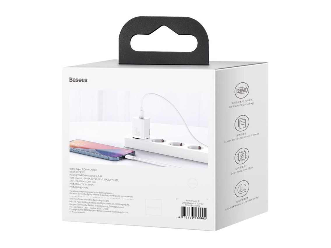 Cargador de pared Baseus Super Si PD 20W 1x USB-C blanco
