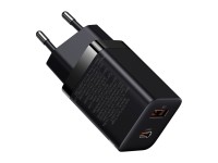 Cargador de pared Baseus Super Si PD 30W 1x USB-C 1x USB negro Cargador de pared Baseus Super Si PD 30W 1x USB-C 1x USB negro