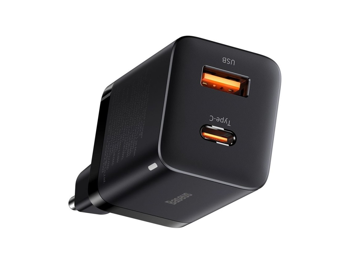 Cargador de pared Baseus Super Si PD 30W 1x USB-C 1x USB negro