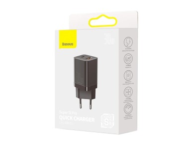 Carregador de parede Baseus Super Si PD 30W 1x USB-C 1x USB preto