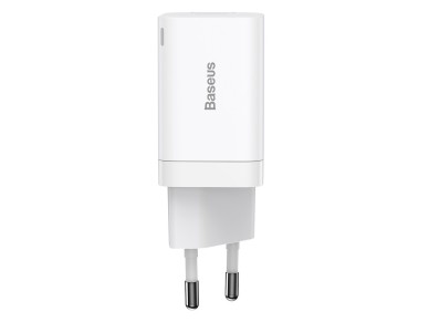 Cargador de pared Baseus Super Si PD 30W 1x USB-C 1x USB blanco