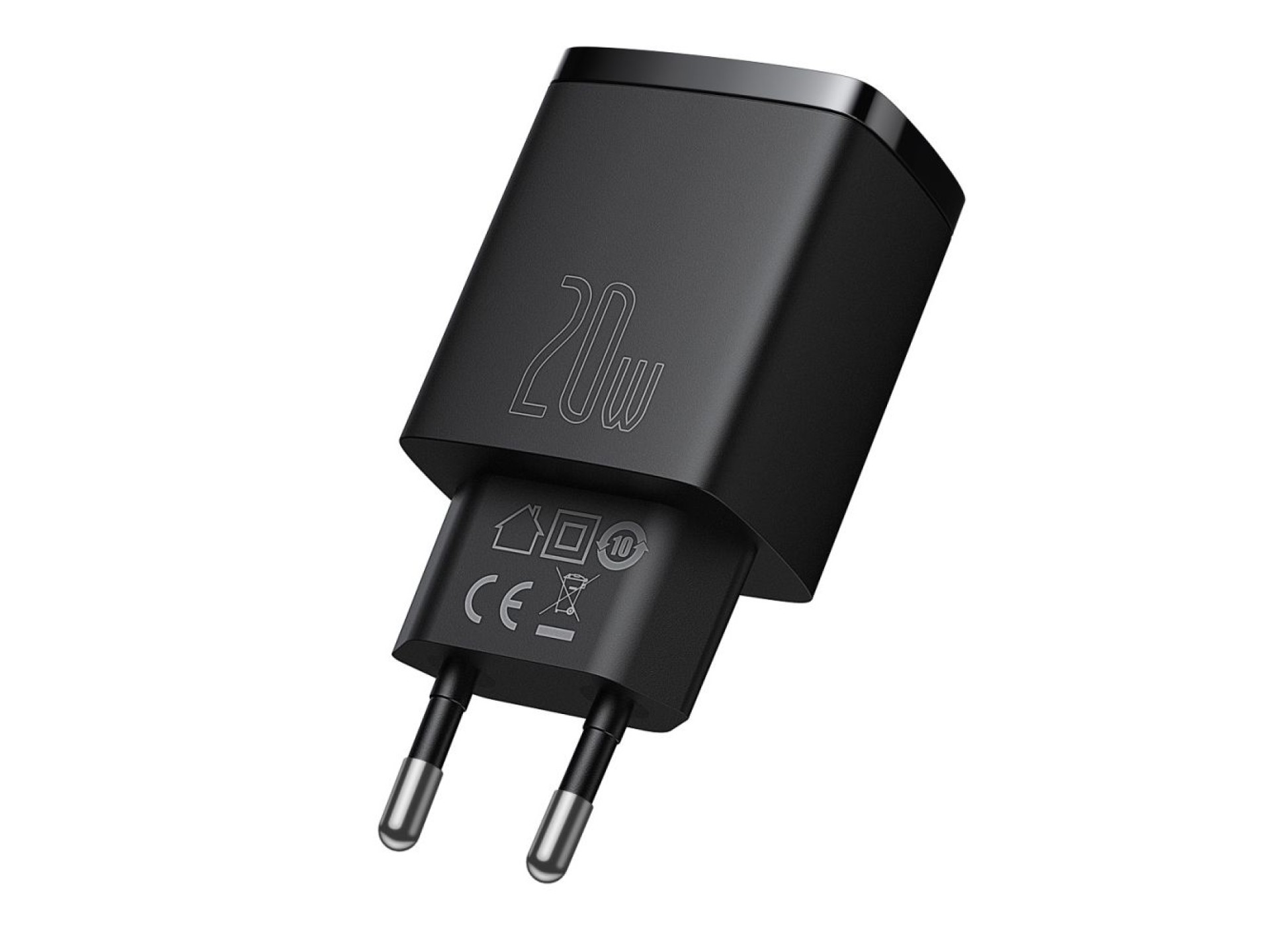 Cargador de pared Baseus Compact PD 20W 1x USB-C 1x USB negro