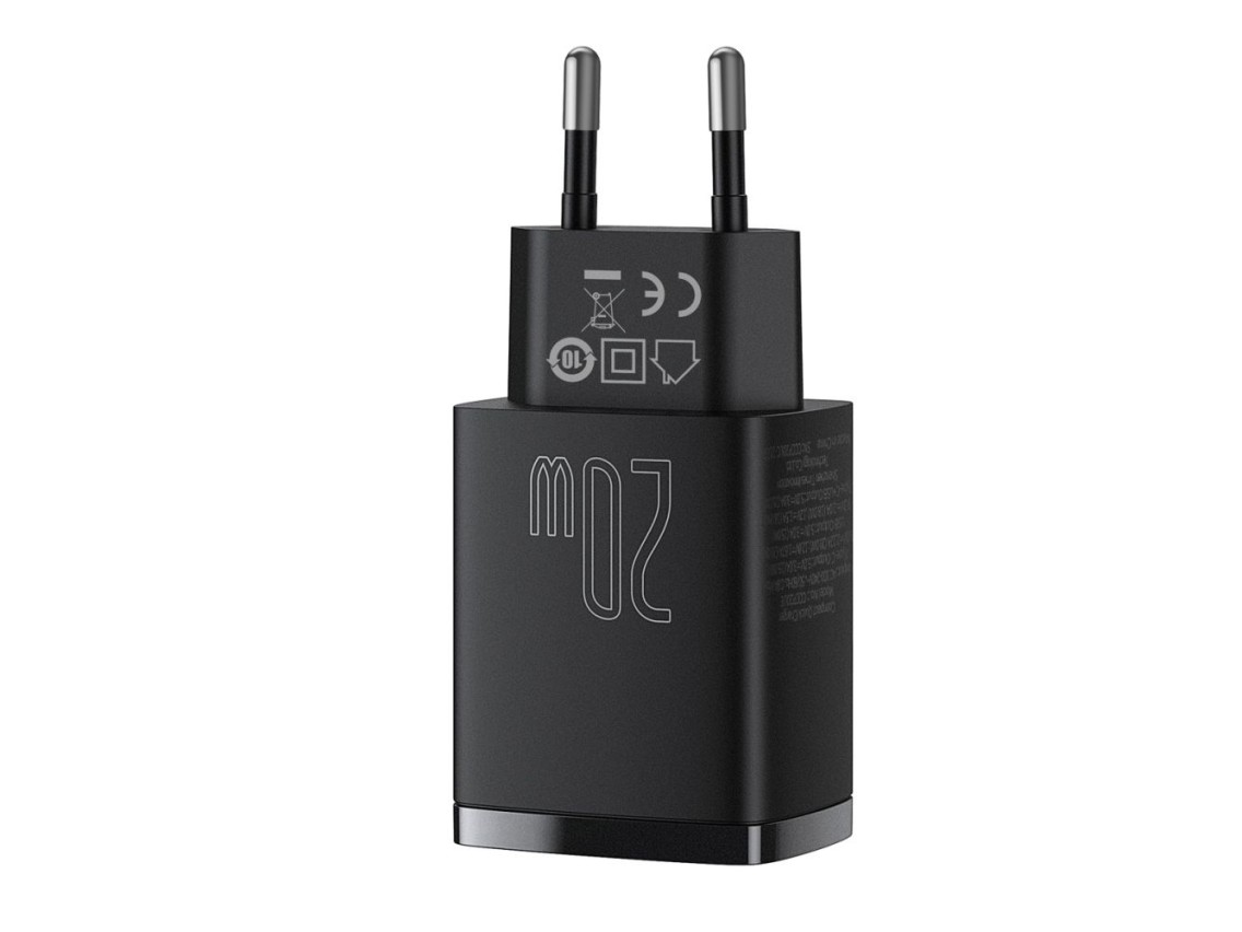 Cargador de pared Baseus Compact PD 20W 1x USB-C 1x USB negro