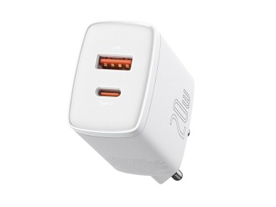 Baseus wall charger Compact PD 20W 1x USB-C 1x USB white