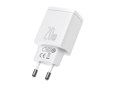 Baseus wall charger Compact PD 20W 1x USB-C 1x USB white