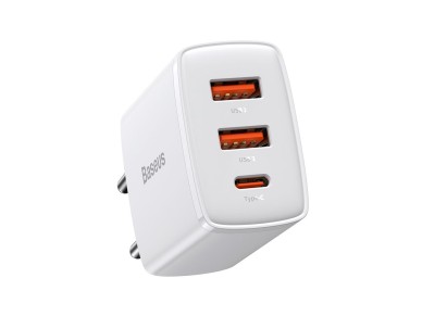 Cargador de pared Baseus Compact PD 30W 1x USB-C 2x USB blanco