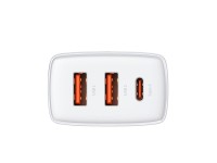 Baseus wall charger Compact PD 30W 1x USB-C 2x USB white