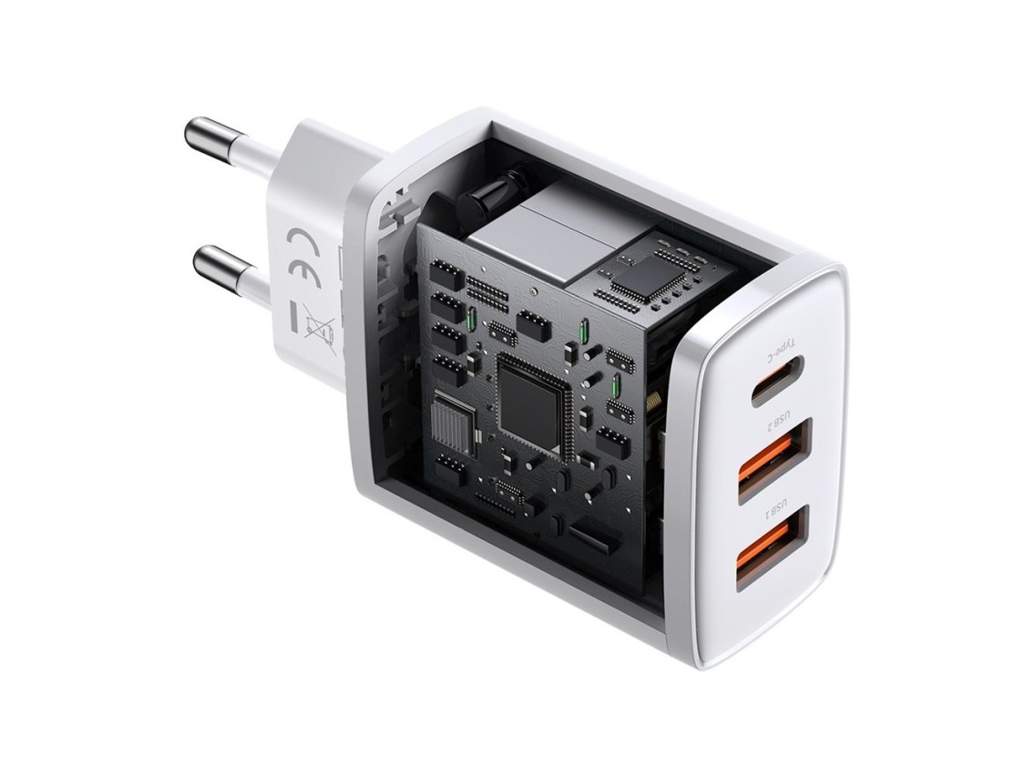Baseus wall charger Compact PD 30W 1x USB-C 2x USB white