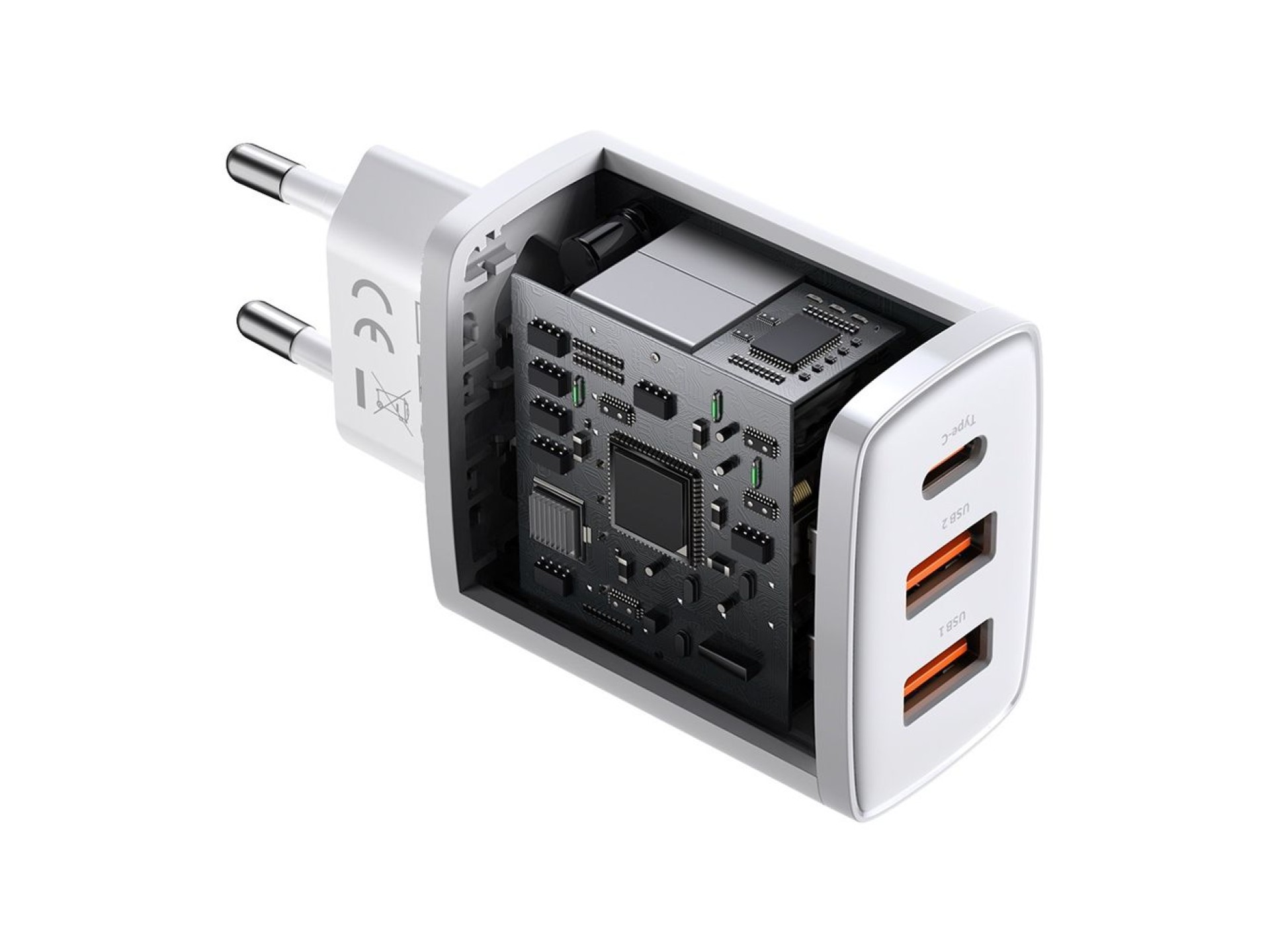 Baseus wall charger Compact PD 30W 1x USB-C 2x USB white