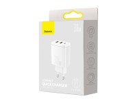Baseus wall charger Compact PD 30W 1x USB-C 2x USB white