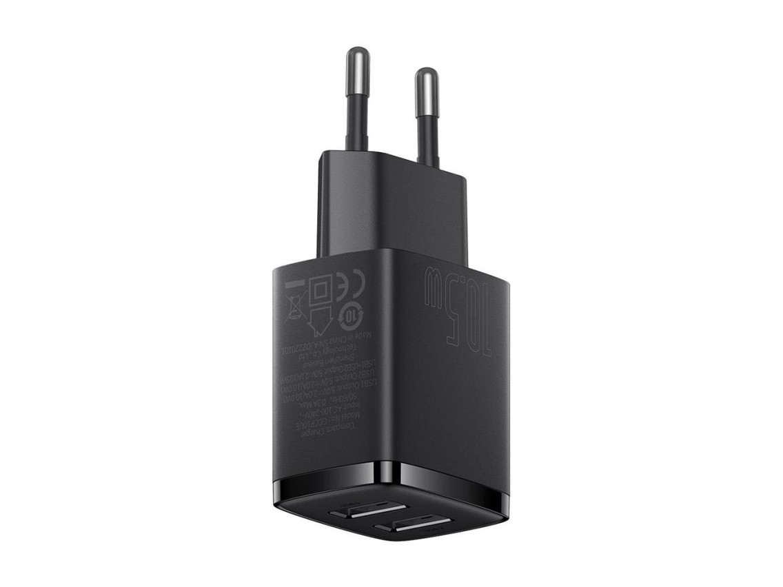 Cargador de pared Baseus Compact 2 x USB negro 10,5w