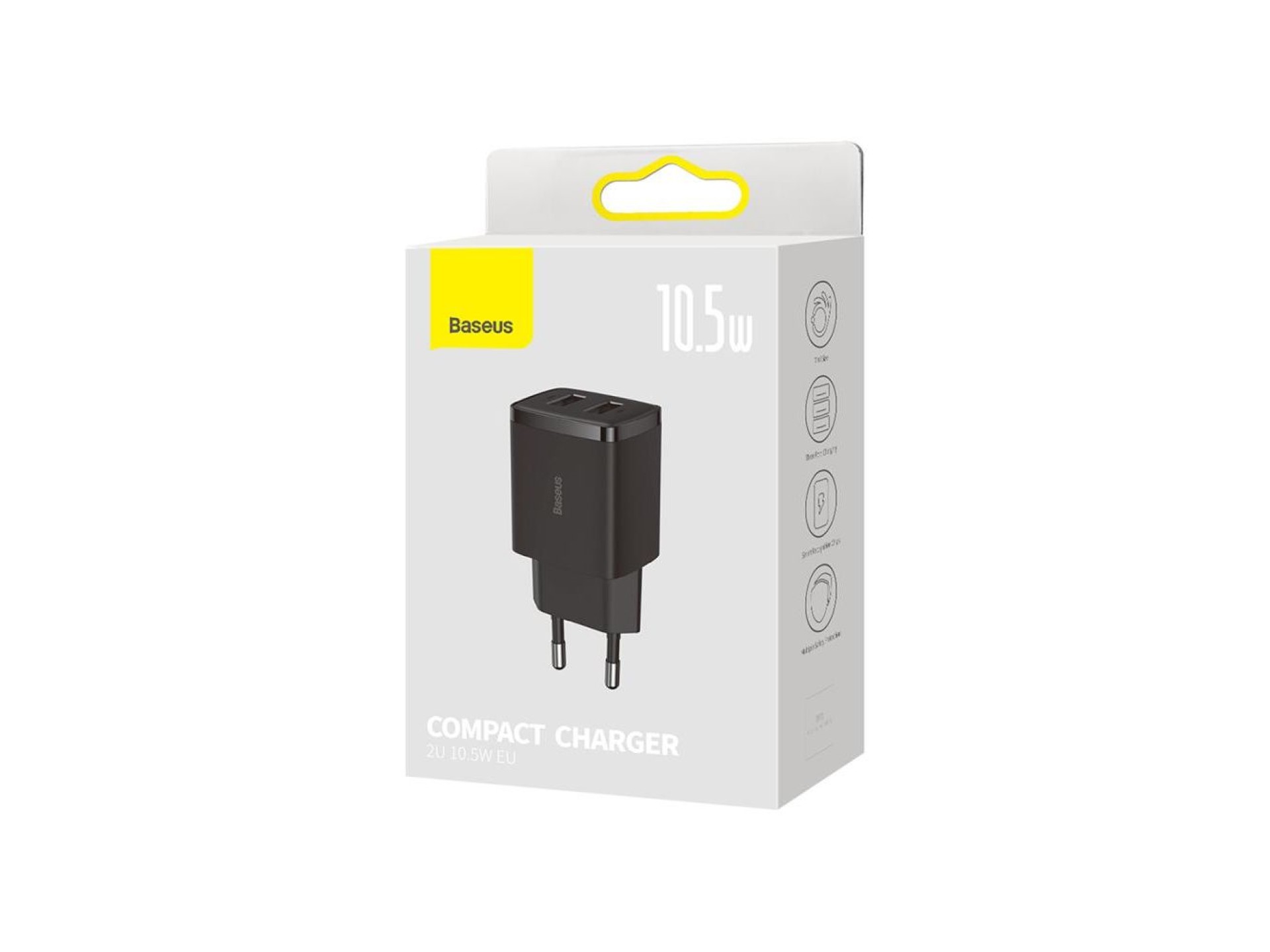 Cargador de pared Baseus Compact 2 x USB negro 10,5w
