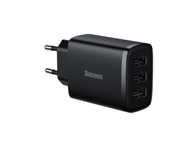Baseus wall charger Compact 3 x USB black 17w
