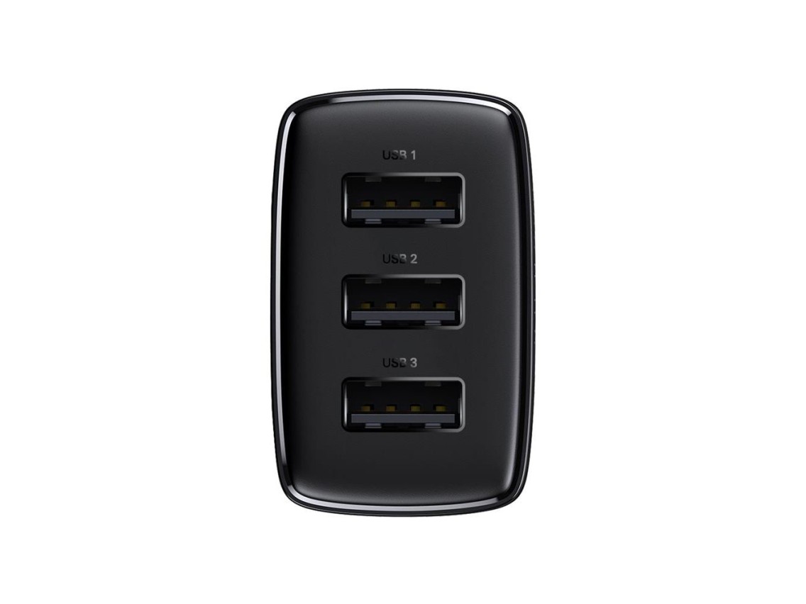 Baseus wall charger Compact 3 x USB black 17w