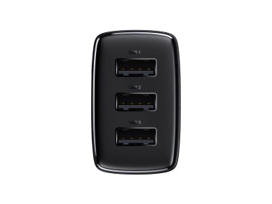 Cargador de pared Baseus Compact 3 x USB negro 17w