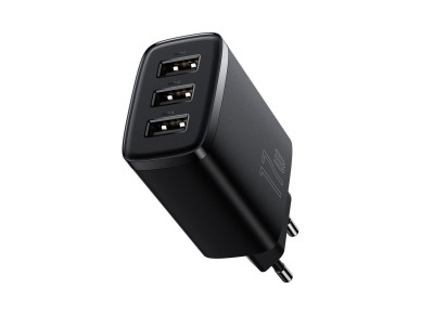 Cargador de pared Baseus Compact 3 x USB negro 17w