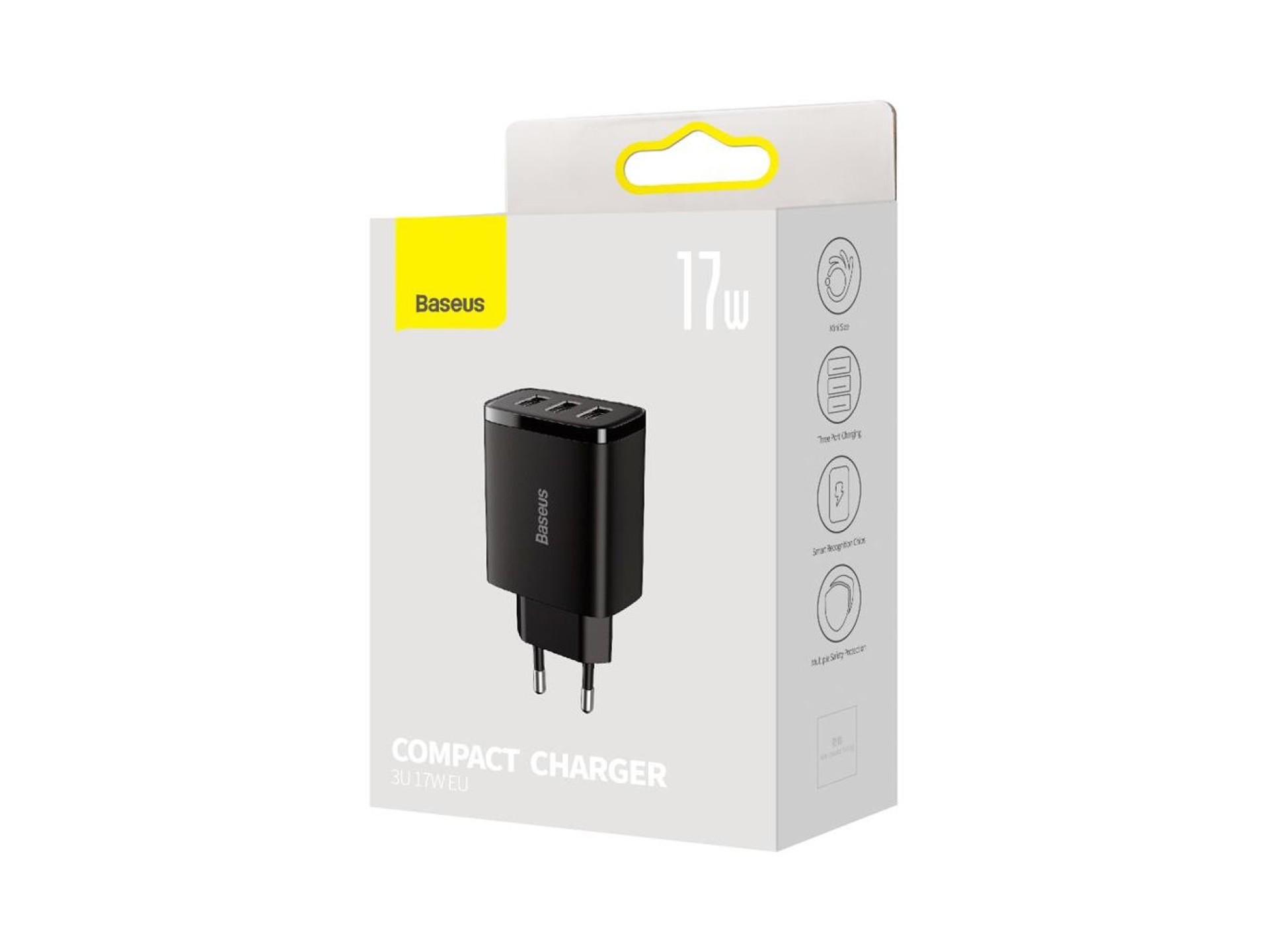 Baseus wall charger Compact 3 x USB black 17w