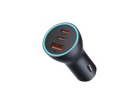 Cargador de coche Baseus Golden Contactor Pro Triple Fast 1x USB 2x USB-C 65W gris oscuro