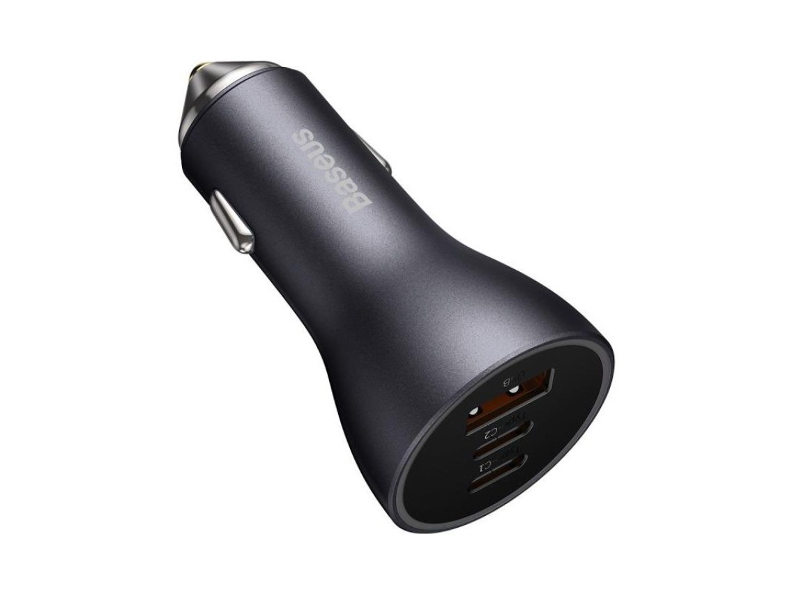 Baseus car charger Golden Contactor Pro Triple Fast 1x USB 2x USB-C 65W dark gray