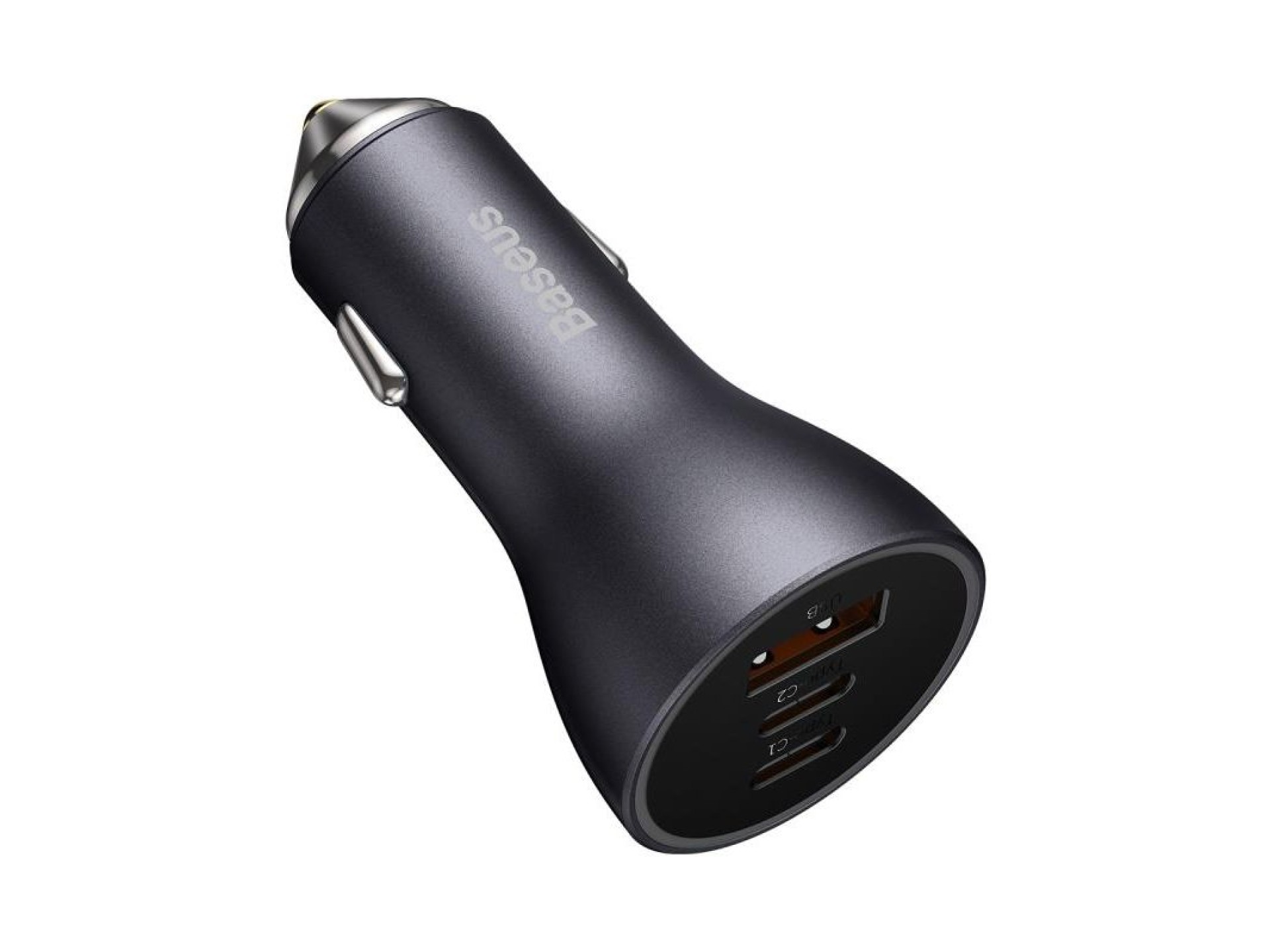 Baseus car charger Golden Contactor Pro Triple Fast 1x USB 2x USB-C 65W dark gray