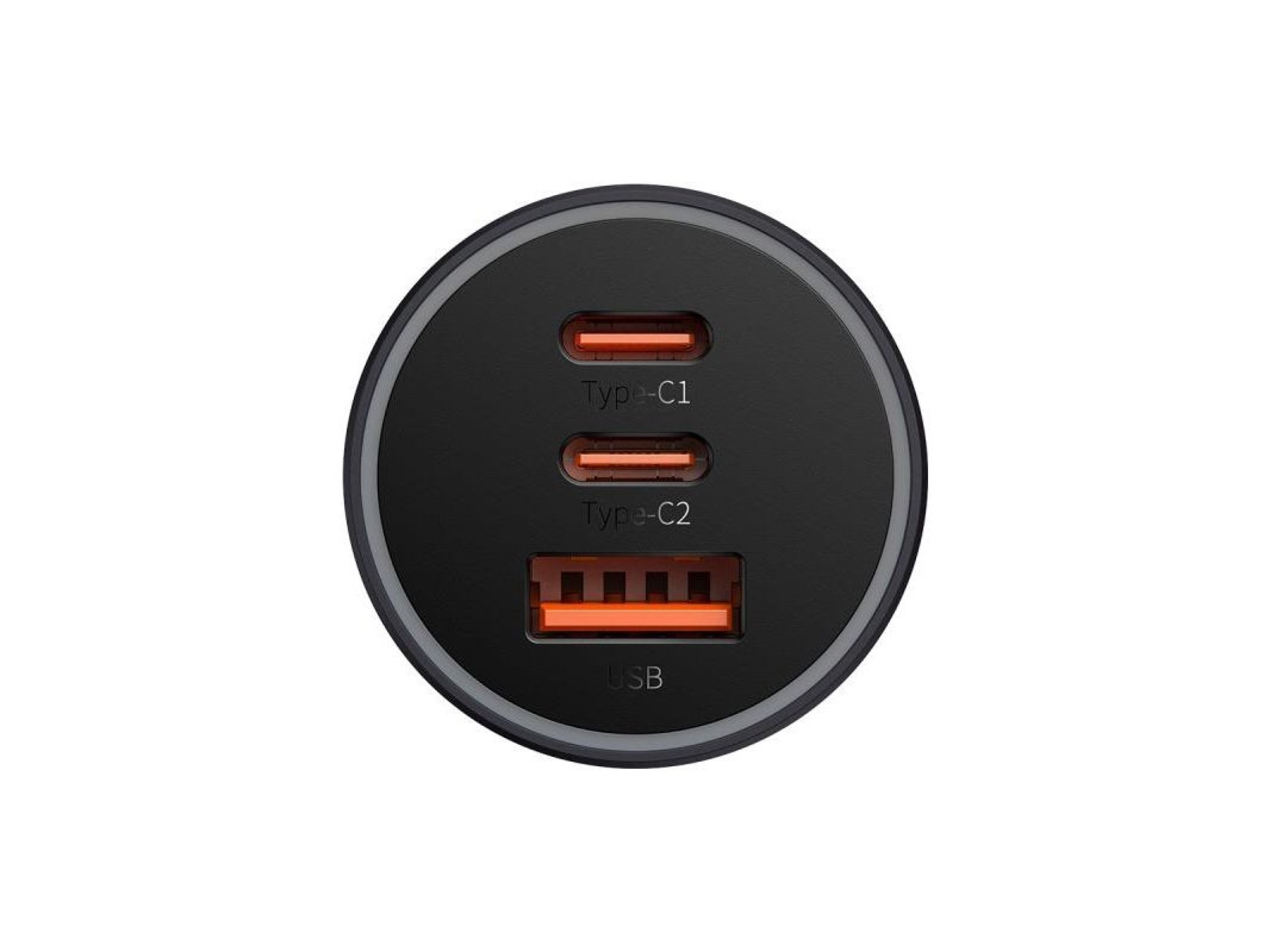 Baseus car charger Golden Contactor Pro Triple Fast 1x USB 2x USB-C 65W dark gray