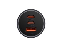 Baseus car charger Golden Contactor Pro Triple Fast 1x USB 2x USB-C 65W dark gray