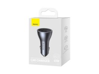 Baseus car charger Golden Contactor Pro Triple Fast 1x USB 2x USB-C 65W dark gray