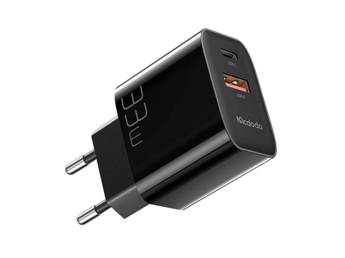 Carregador GaN 33W Mcdodo CH-0921 USB-C, USB-A (preto)