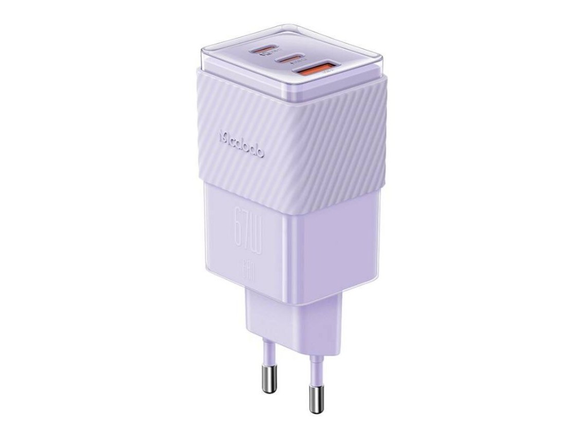 GaN 67W mains charger Mcdodo CH-1502 2x USB-C, USB-A (purple)