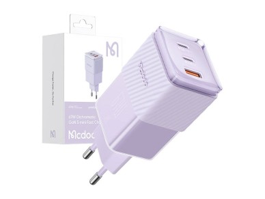 Cargador de red GaN 67W Mcdodo CH-1502 2x USB-C, USB-A (morado) Cargador de red GaN 67W Mcdodo CH-1502 2x USB-C, USB-A (morado)