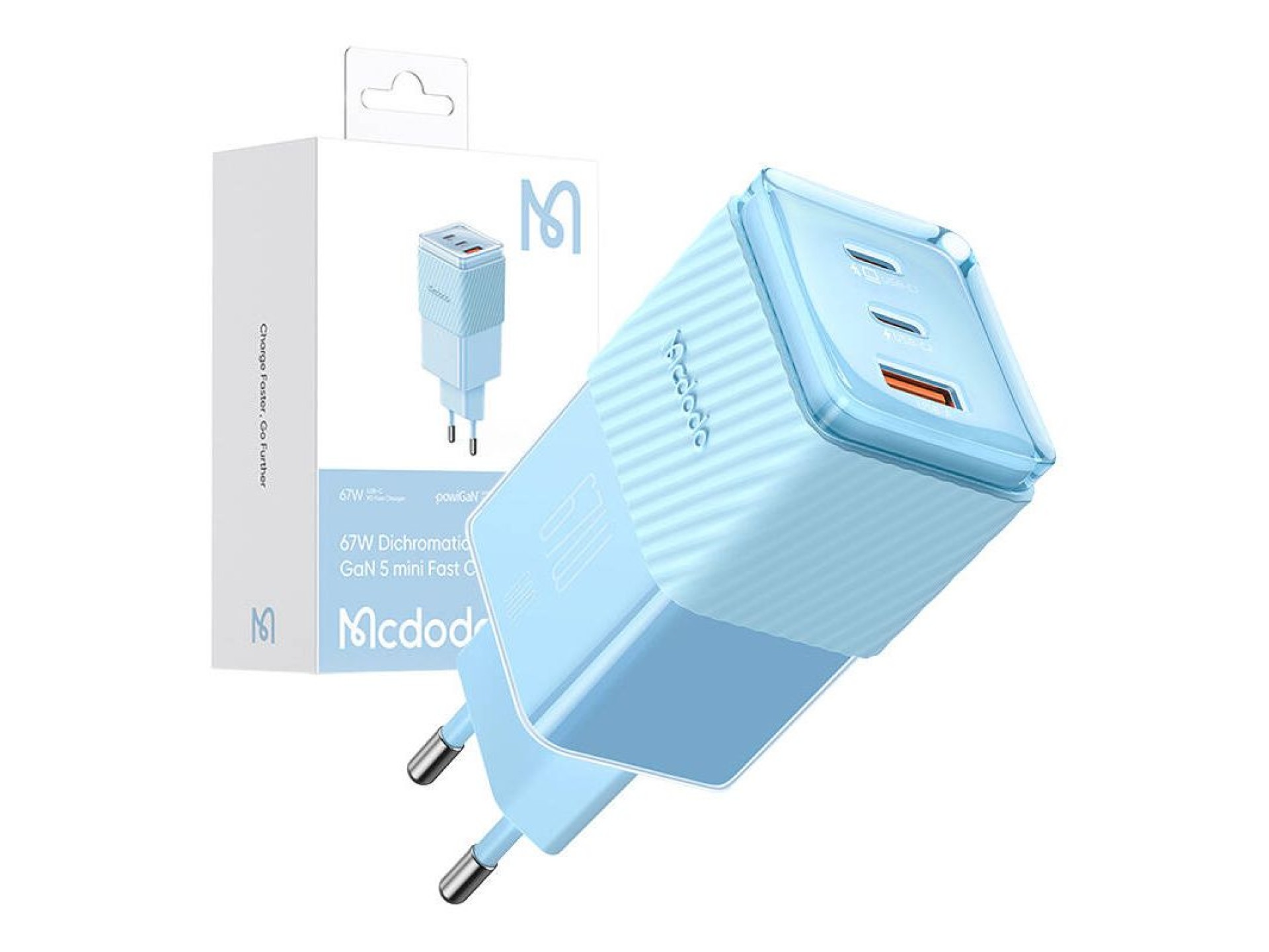 Carregador de rede GaN 67W Mcdodo CH-1503 2x USB-C, USB-A (azul)