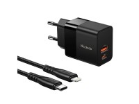 Cargador de pared Mcdodo CH-1952 USB + USB-C, 20W + cable USB-C a Lightning (negro) Cargador de pared Mcdodo CH-1952 USB + USB-C, 20W + cable USB-C a Lightning (negro)