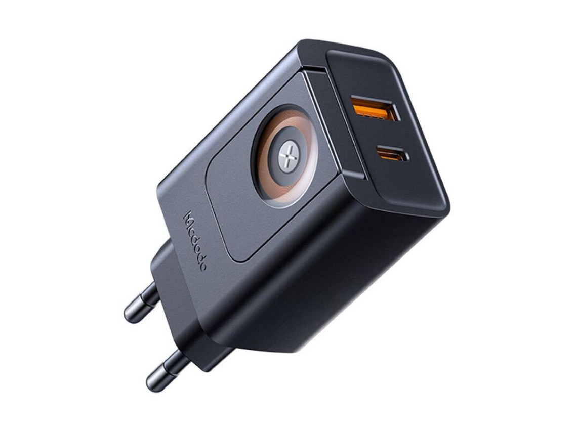 Cargador McDodo CH-3700 2 en 1 USB-C+A de 30 W, negro