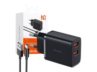 Mcdodo CH-5072 USB-A*2, 12W power charger + USB-A to USB-C cable (black) Mcdodo CH-5072 USB-A*2, 12W power charger + USB-A to USB-C cable (black)
