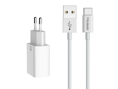 Mcdodo USB Dual Charger CH-6721 (EU) Type-C 1m Travel set (white) Mcdodo USB Dual Charger CH-6721 (EU) Type-C 1m Travel set (white)