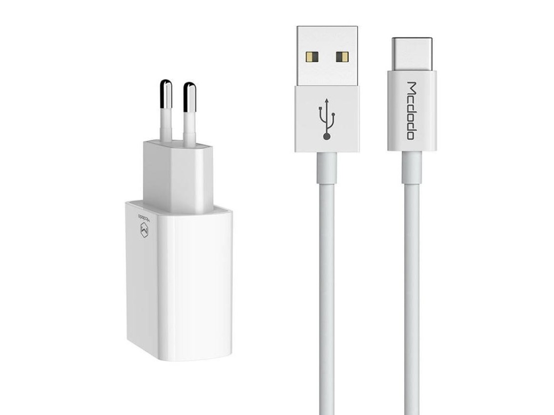 Mcdodo USB Dual Charger CH-6721 (EU) Type-C 1m Travel set (white)