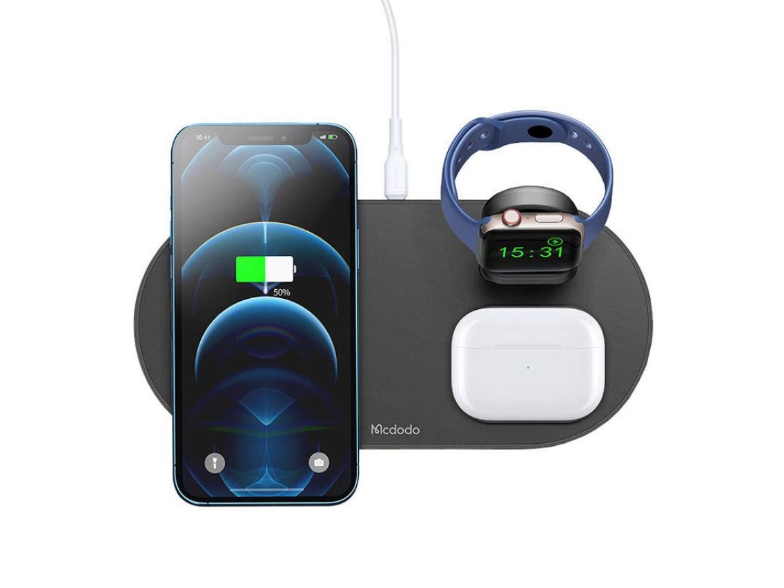 Wireless Charger Mcdodo CH-7061 3 in 1 15W (mobile/TWS/Apple watch) (black)