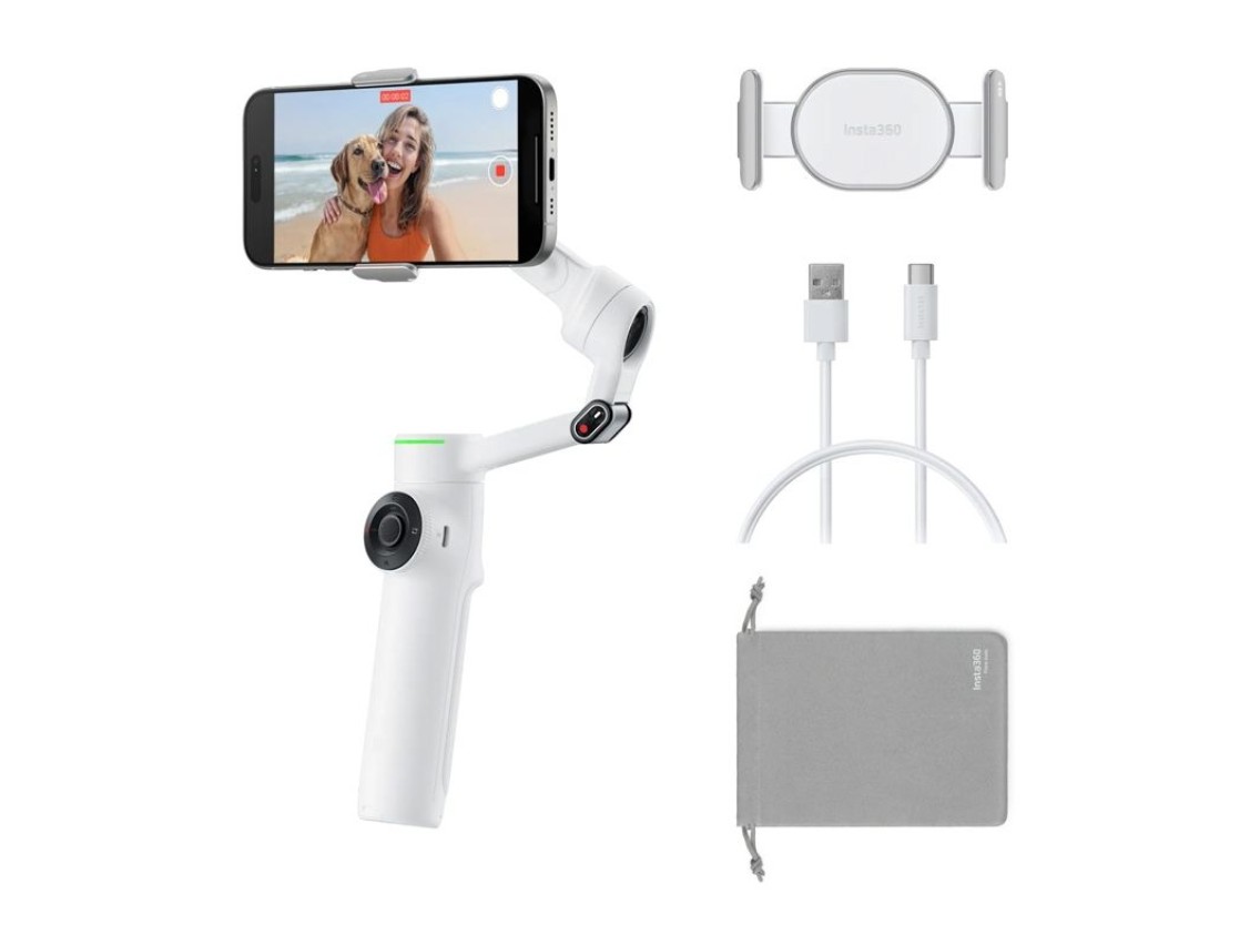 Paquete estabilizador con rastreador de IA Insta360 Flow 2 Pro (blanco)
