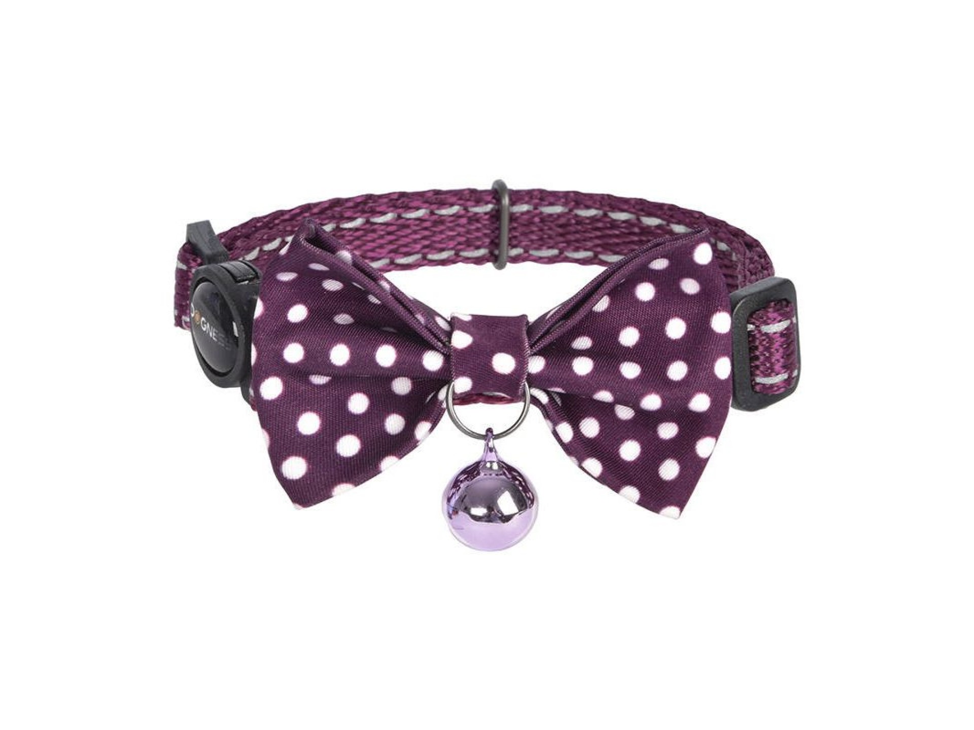 Conjunto de coleiras Dogness para gatos 2 peças (Roxo Calamus/Roxo Bolinhas)